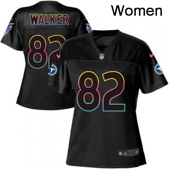 Womens Nike Tennessee Titans 82 Delanie Walker Game Black Fashion NFL Jersey
